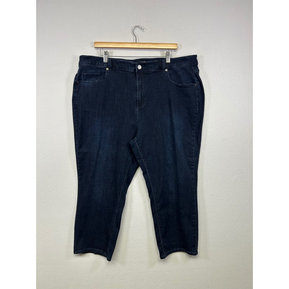 Classic‎ Susan Graver Womens 24WP Dark Wash Straight Leg Stretch Denim Jeans